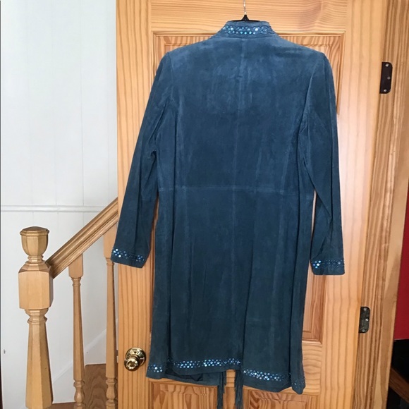 VIA ACCENTI SUEDE FRINGE BLINGY DUSTER JACKET 16W - Picture 3 of 11